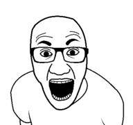 arm clothes glasses open_mouth soyjak template tshirt variant:el_perro_rabioso // 427x400 // 20.4KB