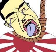 asian bloodshot_eyes country crying dead flag hanging japan rising_sun rope small_eyes soyjak subvariant:patrick suicide variant:bernd variant:chudjak yellow_skin // 767x719 // 297.1KB