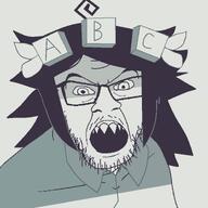 abc alphabet angry clothes eyebrows fpe fundamental_paper_education glasses hair miss_thavel open_mouth stubble teacher variant:feraljak // 1500x1500 // 60.4KB