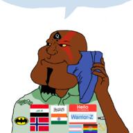 Warrior-Z(user) afghanistan batman bbc beard bnwo brown_skin closed_mouth clothes communism faggot flag flag:afghanistan flag:india flag:iraq flag:lgbt_pride_flag flag:norway flag:taliban flag:transgender_pride_flag fnf_pedo green_shirt hammer_and_sickle hello_my_name_is_(sticker) india iraq kratos looking_to_the_left name_tag namefags nigger norway pajeet polo_shirt queen_of_spades rule34 scar shoe smile speech_bubble_empty subvariant:mexiaryan sweating taliban tranny variant:meximutt yellow_sclera // 1080x1080 // 199.0KB