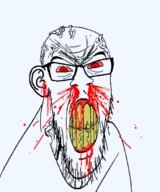angry blood bloodshot_eyes clenched_teeth cracked_teeth ear glasses mustache nosebleed red_eyes soyjak stubble subvariant:feralrage teeth template transparent transparent_background variant:feraljak vein yellow_teeth // 1500x1800 // 93.7KB