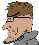 glasses green_eyes jewish_nose joel_(user) side_profile stubble subvariant:euroaryan subvariant:euromutt variant:markiplier_soyjak // 633x737 // 22.2KB