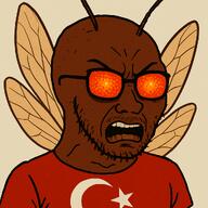 angry antenna brown_hair bug cockroach flag:turkiye fly frustrated glasses insects meta:ai_generated nigger open_mouth orange_eyes roach soyjak stubble turkiye variant:soyak wing // 1024x1024 // 1.7MB