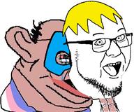 amerimutt bloodshot_eyes crying ear glasses hair mask open_mouth soyjak stubble tongue variant:terfjak // 451x377 // 120.8KB