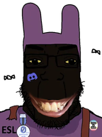 award beard big_nose brown_skin circus_2_(namefag) discord discord_logo_facial_mark esl eyes flies grin jax_(the_amazing_digital_circus) love_is_love meta:namefags rabbit shitskin smile subvariant:chudplier tadc teeth teeth_showing variant:chudjak variant:markiplier_soyjak yellow_eyes // 300x400 // 97.4KB