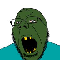 a10 angry blue_shirt glasses green_skin merge minecraft open_mouth rotten_teeth soyjak stubble trend:aryan variant:cobson variant:gapejak yellow_teeth zombie // 721x720 // 61.6KB