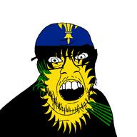 angry country flag glasses guadeloupe jacksepticeye looking_at_you mustache open_mouth soyjak stubble teeth variant:feraljak youtube // 1500x1500 // 60.6KB