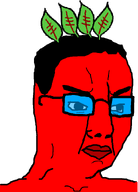 angry broot closed_mouth eyebrows hair leaf lips red_skin tinted_glasses variant:chudjak // 645x900 // 23.9KB
