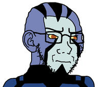 alien ben_10 ben_10_omniverse blue_skin ear frown glasses red_eyes rook_blonko soyjak stubble subvariant:soyak_(irritated) variant:soyak yellow_sclera // 1679x1487 // 241.9KB