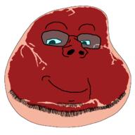 blue_glasses charlie_the_steak closed_mouth eyebrows glasses looking_at_you smile steak stubble subvariant:wholesome_soyjak variant:gapejak // 1280x1280 // 84.9KB