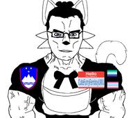 CuteFurryFemboyUWU_(pedophile) animal arm blue_eyes boykissersilly_cat buff bulge closed_mouth clothes coal cute ear faggot femboy femboy_pride_flag flag:croatia flag:femboy_pride_flag flag:gay_pride_flag fluffy_tail full_body furfag furry furry_ears glasses hair half_body hello_my_name_is_(sticker) meta:namefags namefags slovenia soyjak subvariant:chudjak_front subvariant:muscular_chud tail tshirt variant:chudjak vein white_background // 2300x2050 // 310.7KB