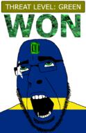 ahegao country curacao emerald flag flag:curaçao gem glasses green green_eyes hair looking_up netherlands open_mouth schlog_color_event soyjak soyjak_blog stubble teeth text threat_level_green variant:cobson won // 721x1115 // 141.3KB