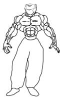 anime baki buff clothes ear full_body meta:tag_character_name smile soyjak stubble variant:impish_soyak_ears // 728x1169 // 77.4KB