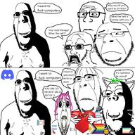 :3 animal_ears artist:soyia_agent award bald biting_lip black_sclera button cat_ear chest_hair closed_mouth comparison discord drool ear flag:minor_attracted_person flag:progress_pride_flag frown gooner green_hair hair holding_heart holding_object looking_at_each_other looking_at_you map_(pedophile) mucus multiple_soyjaks nipple no_pupils nose_piercing nose_ring objectum oh_my_god_she_is_so_attractive ominous open_mouth pedophile pronouns purple_hair scar self_harm soyjak speech_bubble stubble subvariant:doctos subvariant:hornyson subvariant:medicated_cobson subvariant:threefourthsplier text valid variant:bernd variant:cobson variant:gapejak variant:markiplier_soyjak variant:soyak white_background white_pupils yellow_teeth // 2000x2000 // 403.6KB