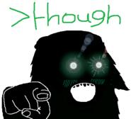 black_skin glowing_eyes greentext hair open_mouth pointing thougher variant:soytan // 436x382 // 46.2KB