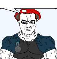 blue_shirt brown_hair clothes forum frank hat meta:op_took_a_selfie_of_xerself muscular_male mushroom quote ribbon series:shrooms soyjak_forum speech_bubble subvariant:muscular_chud text transparent_background variant:chudjak // 1051x1089 // 102.7KB