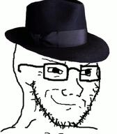 animated blinking clothes ext=gif fedora glasses hat series:blinkerz! smile smirk smug soyjak stubble subvariant:soyak_(smug) variant:soyak // 300x343 // 373.2KB