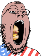 ahegao amerimutt animated brown_skin flag flag:united_states glasses hamburger mutt open_mouth soyjak stubble united_states variant:gapejak // 1000x900 // 286.9KB