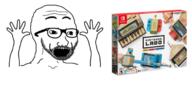 animated arm excited glasses hand hands_up nintendo nintendo_labo open_mouth shaking soyjak stubble text variant:excited_soyjak video_game // 680x315 // 129.4KB