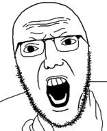 angry bald choking forehead_wrinkles glasses hand hands_around_neck no_ears no_eyebrows open_mouth shouting stubble teeth tongue variant:skitjak wrinkles yelling // 600x738 // 15.3KB
