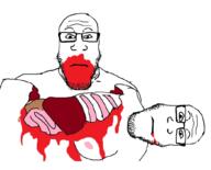 2soyjaks blood cannibalism closed_mouth eating glasses gore intestines liver neutral nipple ribcage soyjak stomach stubble subvariant:neutralplier variant:markiplier_soyjak // 1047x844 // 286.5KB