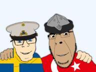 blue_eyes brown_eyes brown_skin flag:sweden flag:turkiye friendship glasses meta:tagme no_more_brother_wars ottoman_empire poland russia star_and_crescent stubble swede sweden turk turkiye variant:cobson variant:feraljak white_skin // 2048x1536 // 525.8KB