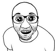 bald big_eyes clothes distorted smile soyjak stubble thick_eyebrows tshirt variant:el_perro_rabioso white_background white_skin // 388x363 // 57.7KB