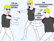 angry arm badge bloodshot_eyes clenched_teeth closed_mouth clothes crying glasses hair hand meme nate nsfw open_mouth penis pointing soyjak soyjak_party spiderman text variant:chudjak yellow_hair // 1600x1200 // 199.9KB