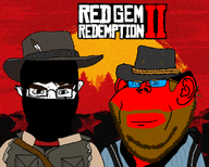 arthur_morgan beard broot clothes collared_shirt cowboy_hat forest glasses gunslinger hair hat john_marston looking_at_you red_background red_dead_redemption red_dead_redemption_2 scar smile star stubble sun tree variant:chudjak variant:impish_soyak_ears video_game warrior-z_(user) // 1344x1080 // 1.4MB