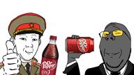 bottle can clothes communism dr_pepper glasses grey_skin hat holding_object kuz military_uniform smile soot soyjak_party thumbs_up variant:gapejak variant:kuzjak wink // 1920x1080 // 610.3KB
