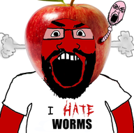 2soyjaks angry apple beard clothes foodjak gaping_mouth glasses i_hate pink_skin red_skin series:animaljaks stubble subvariant:science_lover text trend:wormjaks variant:cobson variant:markiplier_soyjak worm // 463x457 // 99.4KB