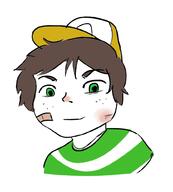bandage brown_hair cap closed_mouth clothes green_eyes hair hat redraw smile soyjak subvariant:shoyta variant:gapejak // 900x1000 // 175.3KB