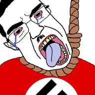 ack bloodshot_eyes brimmiest_comments_section☣️☣️☣️_do_not_enter☣️☣️☣️ clothes crying flag flag:nazi_germany glasses hair hanging mustache nazism open_mouth pol_(4chan) politics rope soyjak subvariant:patrick suicide swastika tongue variant:chudjak yellow_teeth // 768x719 // 304.3KB