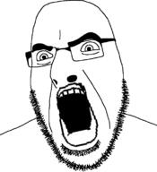 angry glasses merge open_mouth series:fusionjaks soyjak stubble variant:a24_slowburn_soyjak variant:cobson // 721x789 // 56.5KB