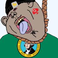 1889 beanie bloodshot_eyes clothes ear flag goatee hanging hat joel_(user) mustache open_mouth queen_of_hearts rope soyjak united_states variant:impish_soyak_ears washington // 762x768 // 262.5KB