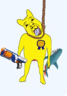 animal award badge blahaj blood bloodshot_eyes crying full_body hanging mustache neovagina nerf open_mouth r_196 rabbit reddit rope soyjak spronku_kronkus suicide tongue variant:bernd yellow_skin yellow_teeth // 1400x2000 // 600.2KB