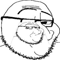 3dgifmaker animated closed_mouth eyebrows glasses grin megamind smile smug soyjak stubble variant:smugjak // 220x220 // 352.7KB