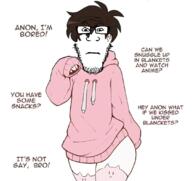 anon brown_hair faggot femboy glasses hoodie neutral soyjak stubble subvariant:neutralplier text variant:markiplier_soyjak // 1080x1018 // 515.9KB