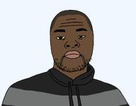 black_skin clothes george_floyd hair hoodie nigger striped_clothing variant:skajyosjak yellow_sclera // 1642x1287 // 33.4KB