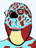 alien bald blue_skin creepy exposed_muscle glasses grey_eyes horror looking_at_you monster movie no_nose open_mouth soyjak stubble subvariant:wholesome_soyjak they_live transparent_background variant:gapejak // 600x800 // 41.7KB