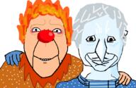 big_nose blue_skin fire happy heat_miser ice long_nose miser_brothers no_more_brother_wars red_nose scarf smile snow_miser tan_skin variant:bernd variant:chudjak // 834x541 // 174.5KB