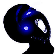 blue_eyes distorted glowing glowing_eyes inverted open_mouth soyjak thougher variant:soyak // 739x722 // 199.2KB