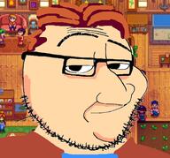 glasses pierre smile smug soyjak stardew_valley variant:smugjak // 622x581 // 263.9KB