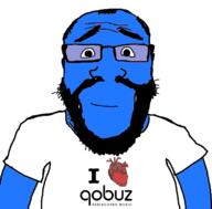 arm beard blue blue_skin calm closed_mouth clothes glasses heart i_love qobuz soyjak subvariant:science_lover tshirt variant:markiplier_soyjak // 800x789 // 101.3KB