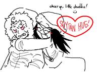:) angry antiswarthy_(namefag) artist:ozae bloodshot_eyes blush heart hugging tranny_artstyle variant:soytan // 449x335 // 13.4KB