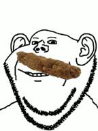 animated b_(4chan) ear eating licking logposter poop smile soyjak stubble tongue variant:impish_soyak_ears wink // 598x800 // 615.7KB
