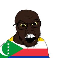 black_skin clothes comoros country flag glasses open_mouth small_eyes soyjak stubble variant:feraljak // 1500x1500 // 42.4KB