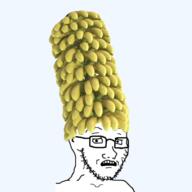banana clothes food foodjak fruit glasses hat looking_at_you open_mouth scared series:fruiterz! soyjak stubble subvariant:soyak_(concerned) variant:soyak // 1280x1280 // 1.1MB