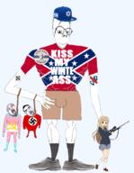 3soyjaks anime bloodshot_eyes brainful buff celtic_cross clothes communism confederate crying david_star dixiecrat flag flag:confederate_states_of_america flag:israel flag:nazi_germany flag:transgender_pride_flag full_body glasses gun hanging hat judaism kotobuki_tsumugi libertarian mises_institute muscles nazism new_balance nike open_mouth rope soyjak states_rights_democratic_party subvariant:chudjak_front subvariant:rand subvariant:wholesome_soyjak suicide text tongue tranny tshirt variant:bernd variant:chudjak variant:gapejak weapon // 1434x1849 // 787.0KB