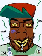 brown_skin clothes dark discord discord_logo_facial_mark esl facial_mark fnf_pedo friday_night_funkin' glasses hair hat map_(pedophile) meta:ai_generated ominous open_mouth pedophile smile stink_lines stinky stubble subvariant:ai_pedo text variant:markiplier_soyjak yellow_eyes // 938x1261 // 374.1KB